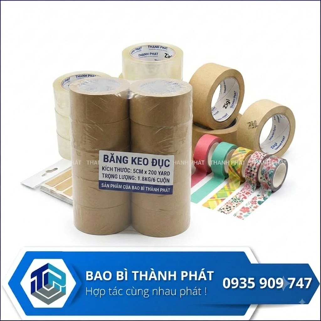 Băng Keo Đục 5Cm 200 Yard (Cây 1.8Kg/6 Cuộn) — Bao Bì Thành Phát